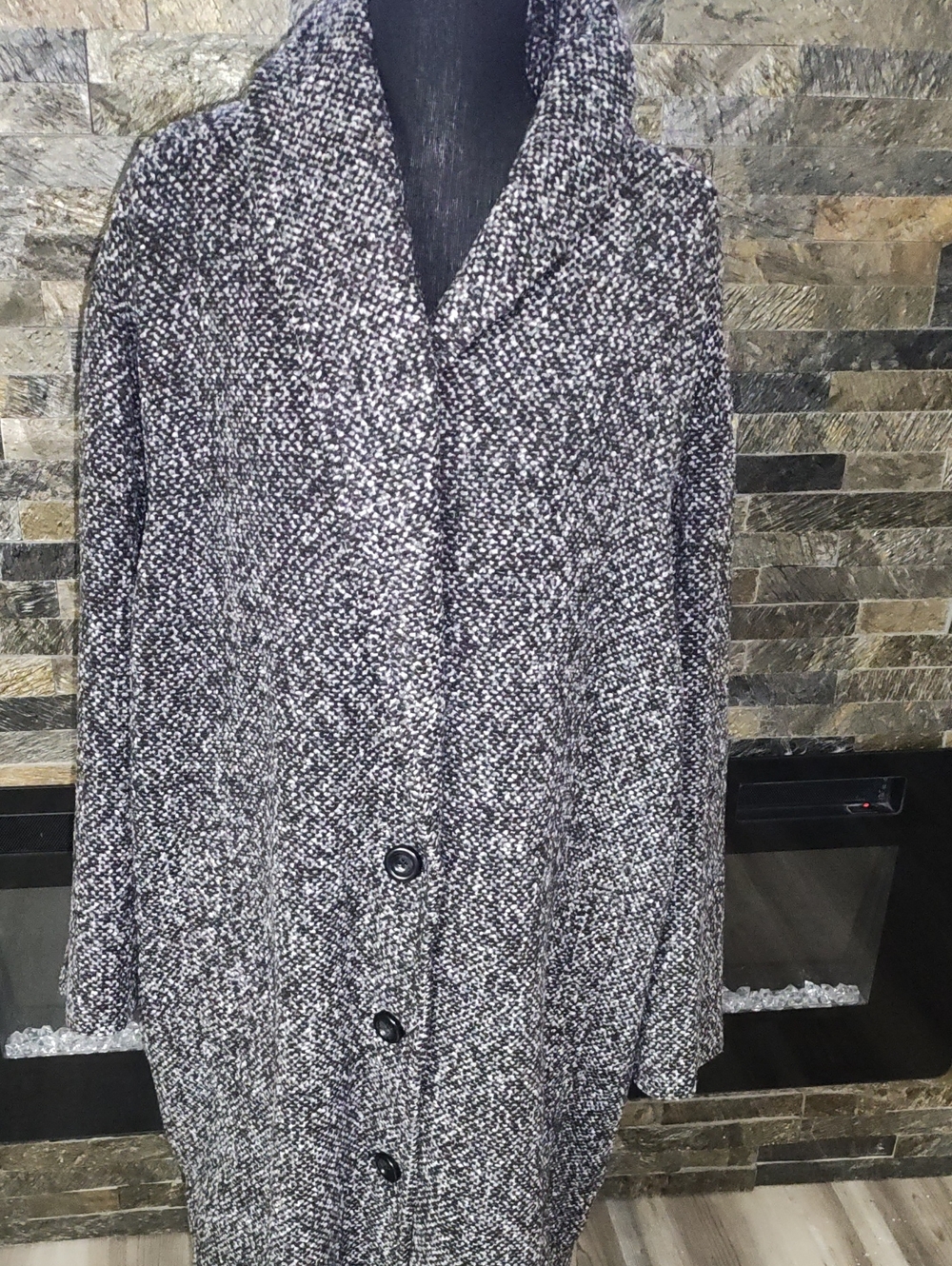 Old Navy Women's Textured Button-Front Coat - Black & White Size 4X NWT